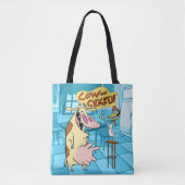 Koe en kip glimlachend grafisch tote bag (Voorkant)