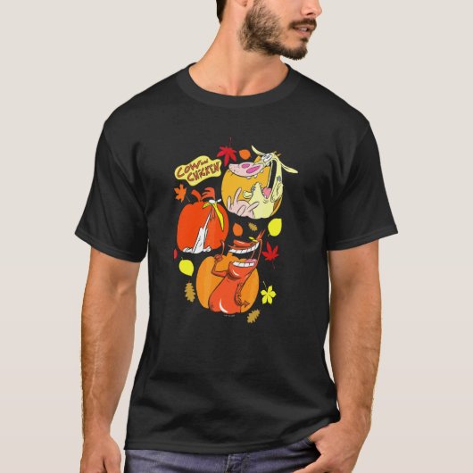 Koe En Kip Halloween Pompoen Groepsposter T-shirt (Voorkant)
