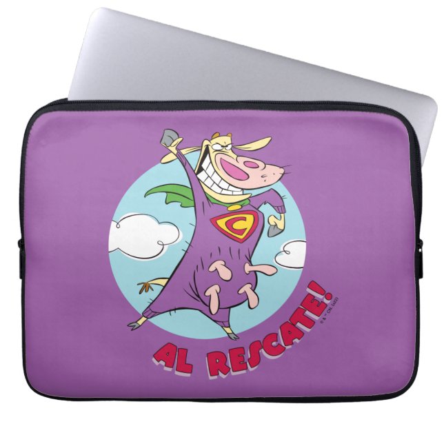 Koe en kip Super Koe Al Rescate! Laptop Sleeve (Voorkant)