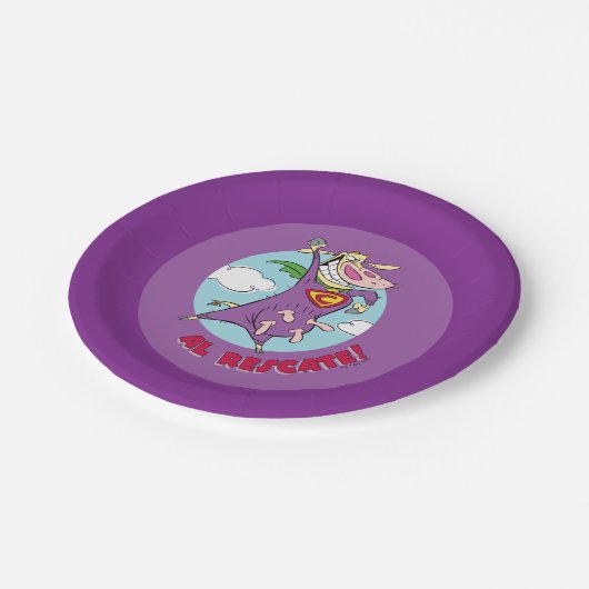 Koe en kip Super Koe Al Rescate! Papieren Bordje (Gekanteld)