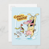 Koe en kippen lachen Grafisch Briefkaart (Voorkant / Achterkant)