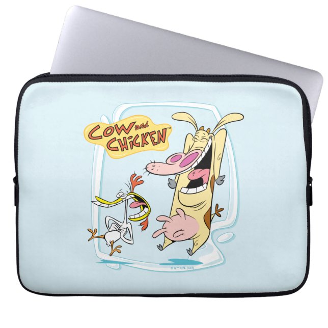 Koe en kippen lachen Grafisch Laptop Sleeve (Voorkant)