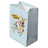 Koe en kippen lachen Grafisch Medium Cadeauzakje (Achterkant Gekanteld)