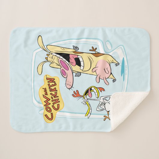 Koe en kippen lachen Grafisch Sherpa Deken (Voorkant (horizontaal))