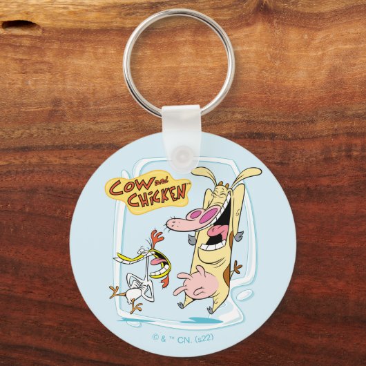 Koe en kippen lachen Grafisch Sleutelhanger (Voorkant)