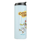 Koe en kippen lachen Grafisch Thermosbeker (Gedraaid links)