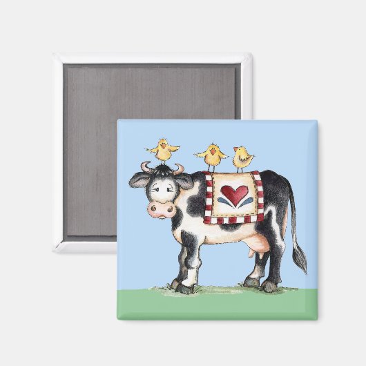 Koe en kippen - Magnet (Voorkant / Achterkant)