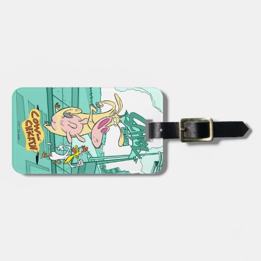 Koe en kippentranspen bagagelabel (Voorkant horizontaal)