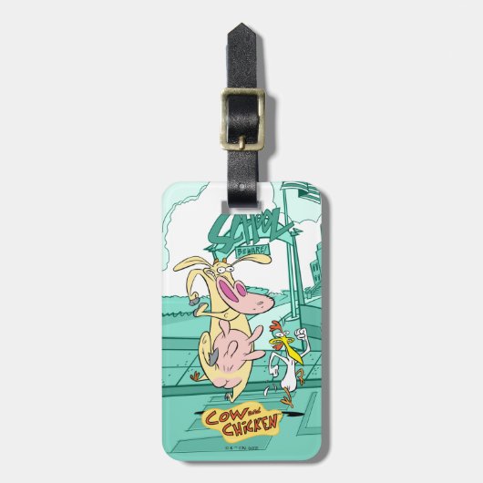 Koe en kippentranspen bagagelabel (Voorkant verticaal)