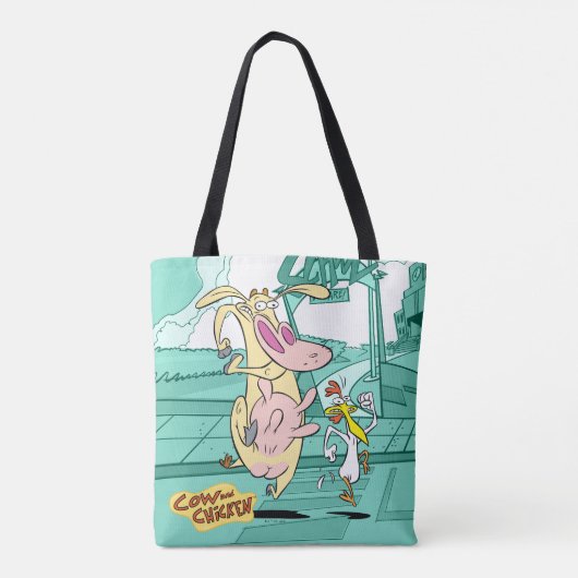 Koe en kippentranspen tote bag (Achterkant)