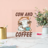 Koe en koffie, grappig Western meisje Acryl Bord (Huwelijk)