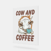 Koe en koffie, grappig Western meisje Acryl Bord (Hoek)