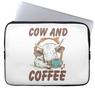 Koe en koffie, grappig Western meisje Laptop Sleeve