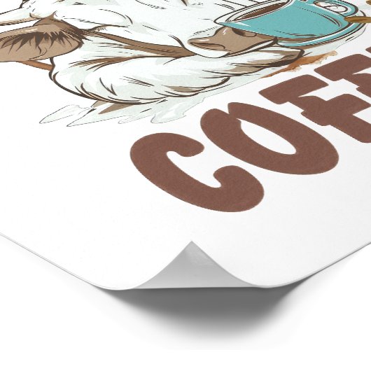 Koe en koffie, grappig Western meisje Poster (Hoek)