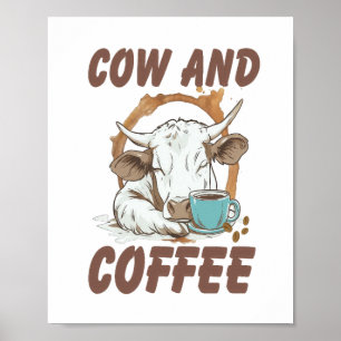 Koe en koffie, grappig Western meisje Poster