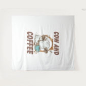 Koe en koffie, grappig Western meisje Wandkleed (Voorkant (horizontaal))