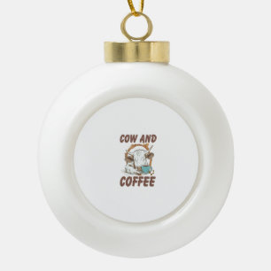 Koe en Koffie Png, Grappig Westers Meisje Keramische Bal Ornament