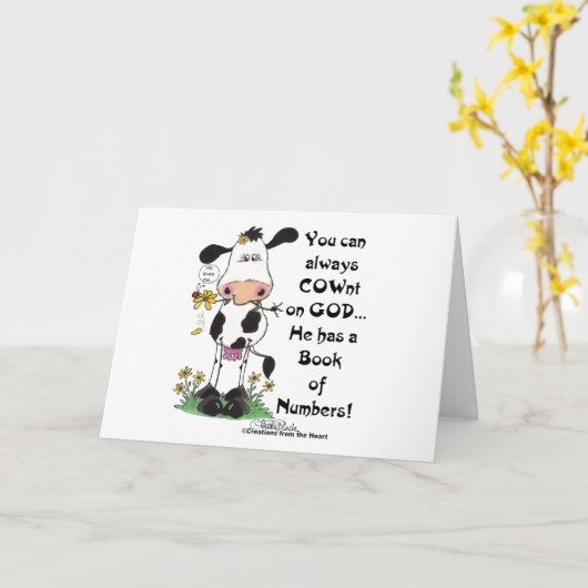 Koe en lieveheersbeestje COWnt op God Kaart (Gele Bloem)