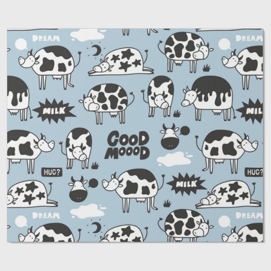 Koe en melk cadeaupapier (Vlak)