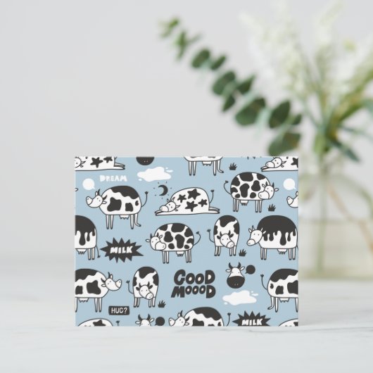 Koe en melk feestdagenkaart (Staand voorkant)