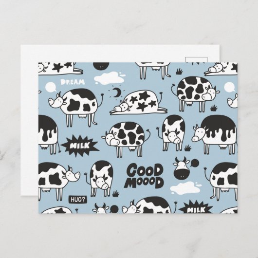 Koe en melk feestdagenkaart (Voorkant / Achterkant)