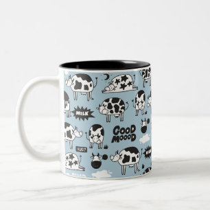 Koe en melk tweekleurige koffiemok
