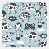 Koe en melk vierkante sticker (Voorkant)