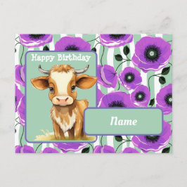 Koe en Poppies Happy Birthday Briefkaart