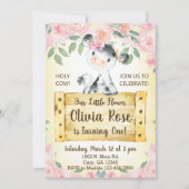 Koe en rozen meisje 1 eerste verjaardag Uitnodigin Kaart (Voorkant)