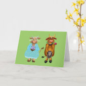 Koe en stier bruiloft kaart (Gele Bloem)