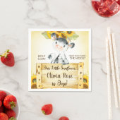 Koe en zonnebloemen meisje haar eerste verjaardags servet (Insitu)