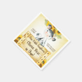 Koe en zonnebloemen meisje haar eerste verjaardags servet (Hoek)