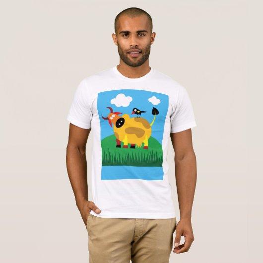 Koe en zwarte Mannen T-shirt (Voorkant volledig)