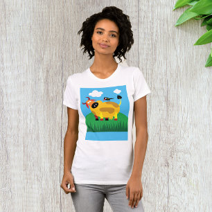 Koe en zwarte-vogelvrouwen t-shirt