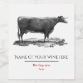 koe etsen wijn etiket (Enkel label)