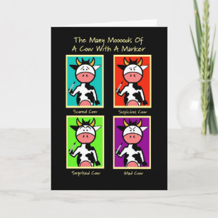 Koe Eyebrows Funny Birthday Card Kaart