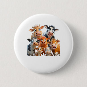 Koe Face Funny Leuke Dier Koe Boer Koe Baby Lov Ronde Button 5,7 Cm