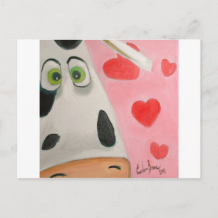 Koe Face Hearts Leuke Valentijnse afbeelding Feestdagenkaart