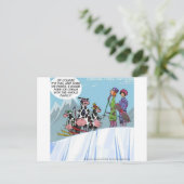 Koe Family Snow Skiing Funny Briefkaart (Staand voorkant)