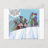 Koe Family Snow Skiing Funny Briefkaart (Voorkant)