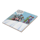 Koe Family Snow Skiing Funny Tegeltje (Zijkant)