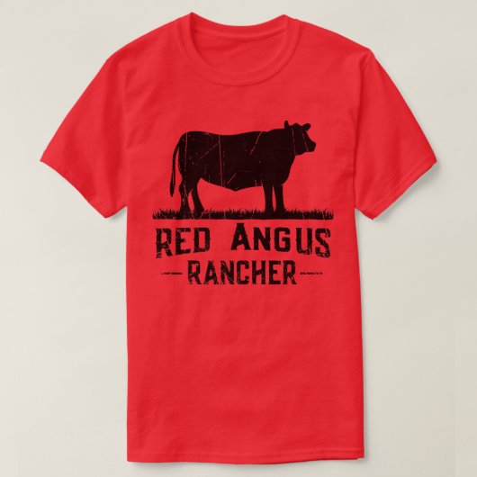 Koe Farmer Red Angus Rancher T-shirt (Design voorkant)
