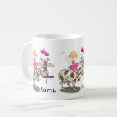 Koe Fee Florale Roze Harten Mok (Voorkant links)