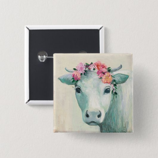 Koe festival vierkante button 5,1 cm (Voorkant /achterkant)