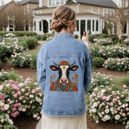 Koe Floral Folk Art gepersonaliseerd Denim Jacket