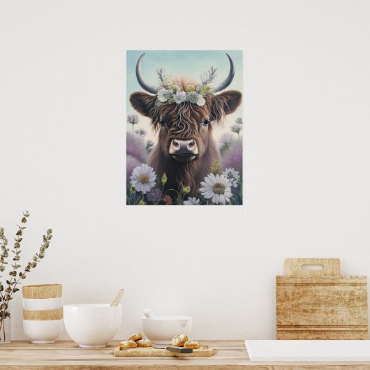 Koe Floral Highland Poster (Keuken)