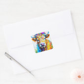 Koe Floral Highland Vierkante Sticker (Envelop)