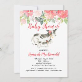 Koe Floral Pink Coral Baby shower Kaart