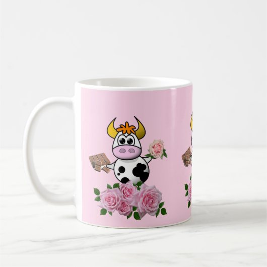 Koe Floral roze rozen chocolade Mok (Links)