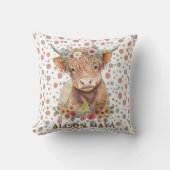 Koe Floral Waterverf Natuurlijke kleur Kussen (Voorkant)